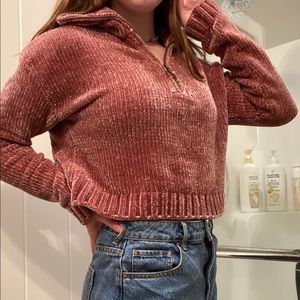 chenille cropped sweater